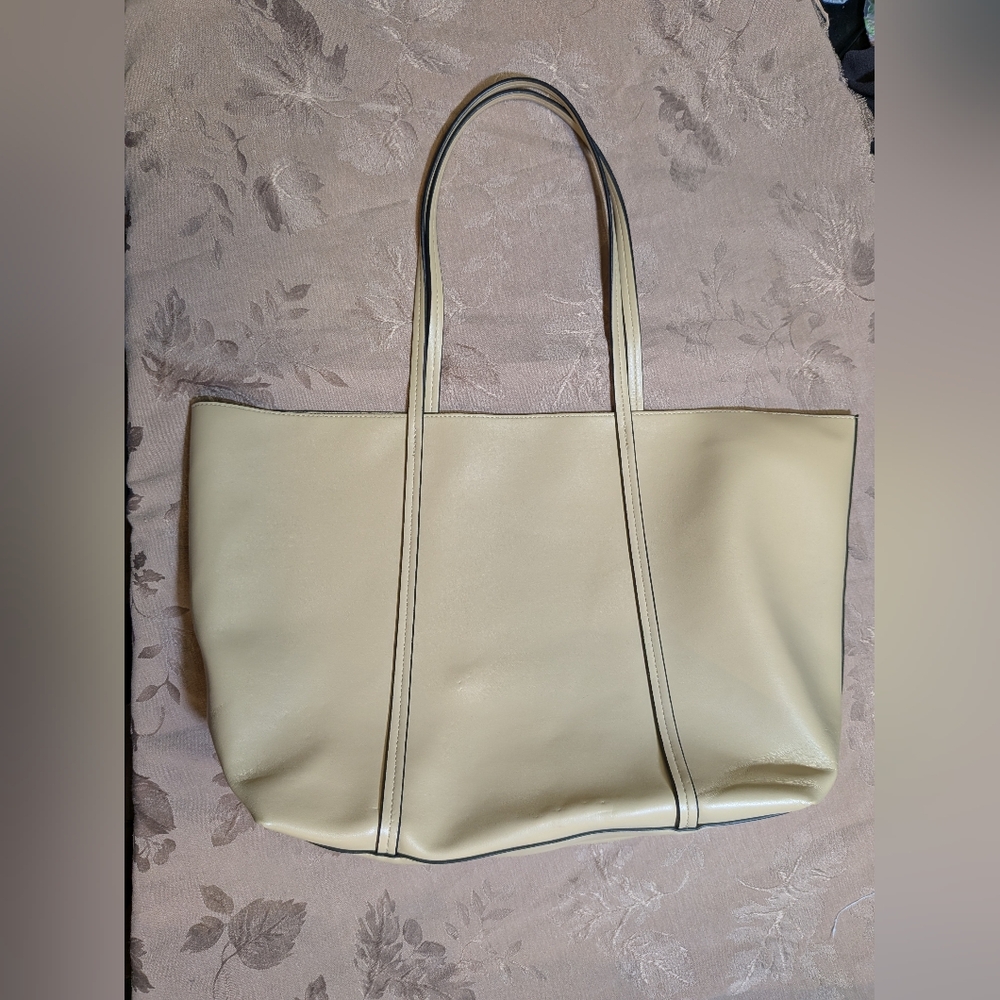 H&M Tan Faux Leather Tote Bag, Used - Picture 3 of 16